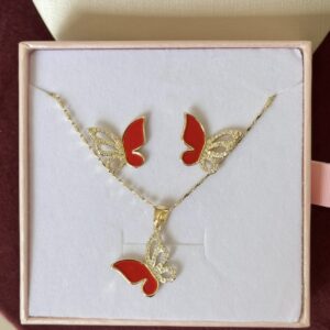 Conjunto de acero cadena + aro mariposas